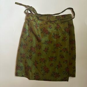 Elegant Floral Olive Mini Skirt